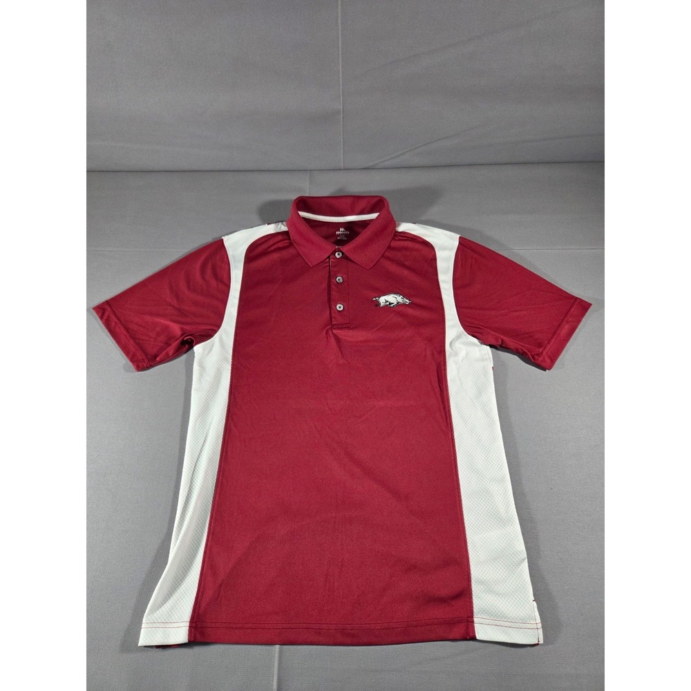 Knights Apparel Shirt Mens Medium Maroon White Arkansas Razorback Football Polo
